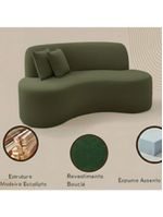 Sofá Minimalista Orgânico 2 Lugares Sala Bouclé Cor:verde Musgo