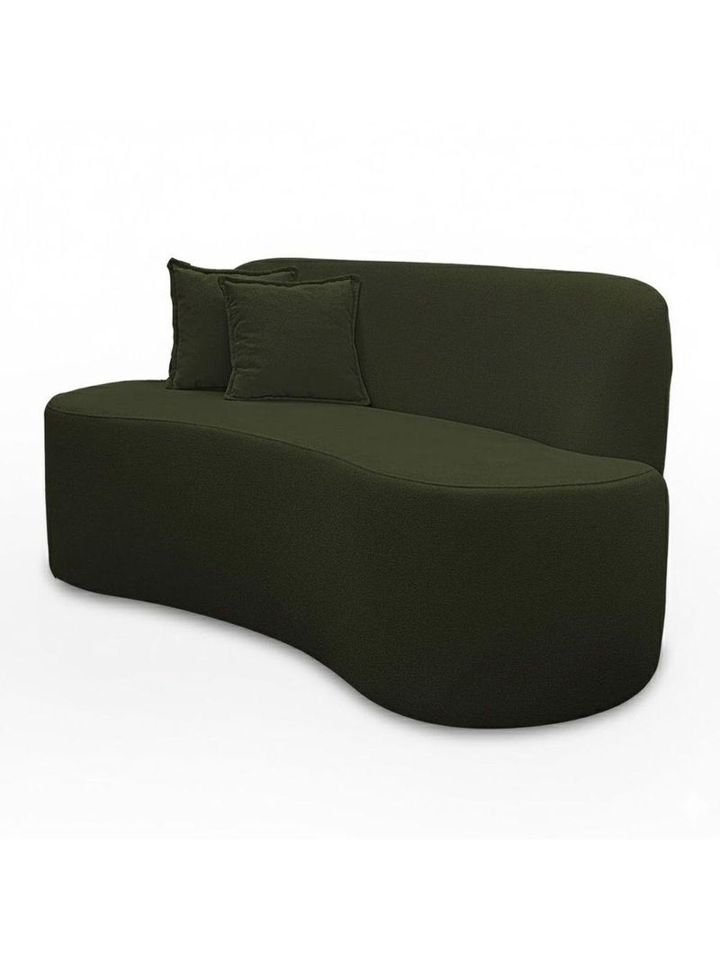 Sofá Minimalista Orgânico 2 Lugares Sala Bouclé Cor:verde Musgo