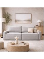 Sofá 2 Metros Contemporâneo Sala Estar Luxo Moderno Suede Cor:cinza