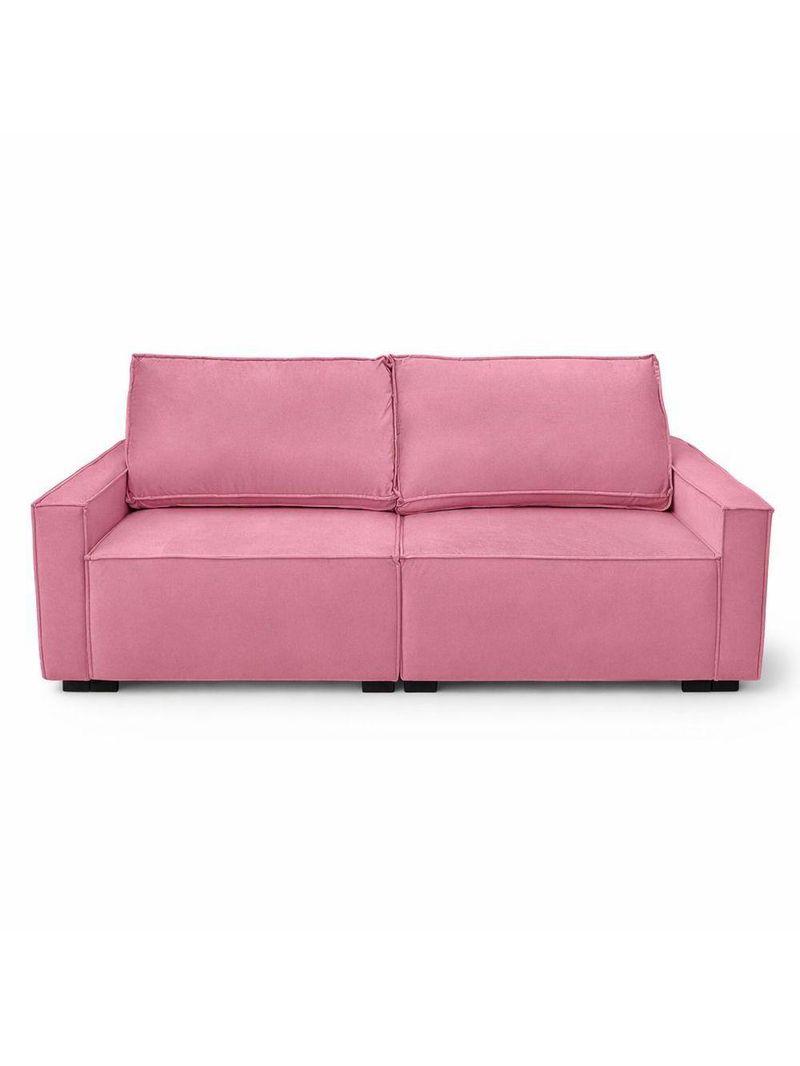 Sofá 3 Lugares Moderno Contemporâneo Sala Recepção Suede Cor:rose