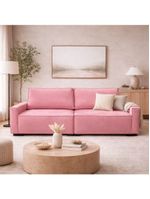 Sofá 3 Lugares Moderno Contemporâneo Sala Recepção Suede Cor:rose