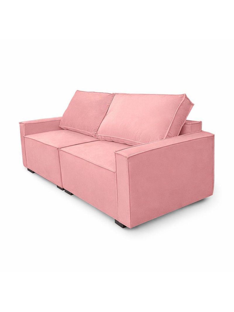 Sofá 3 Lugares Moderno Contemporâneo Sala Recepção Suede Cor:rosa
