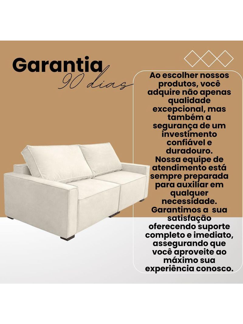 Sofá 2 Metros Contemporâneo Sala Estar Luxo Moderno Suede Cor:cinza