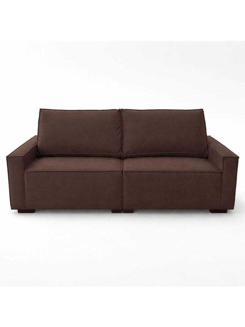 Sofá 2 Metros Contemporâneo Sala Estar Luxo Moderno Suede Cor:marrom