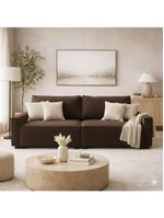 Sofá 2 Metros Contemporâneo Sala Estar Luxo Moderno Suede Cor:marrom