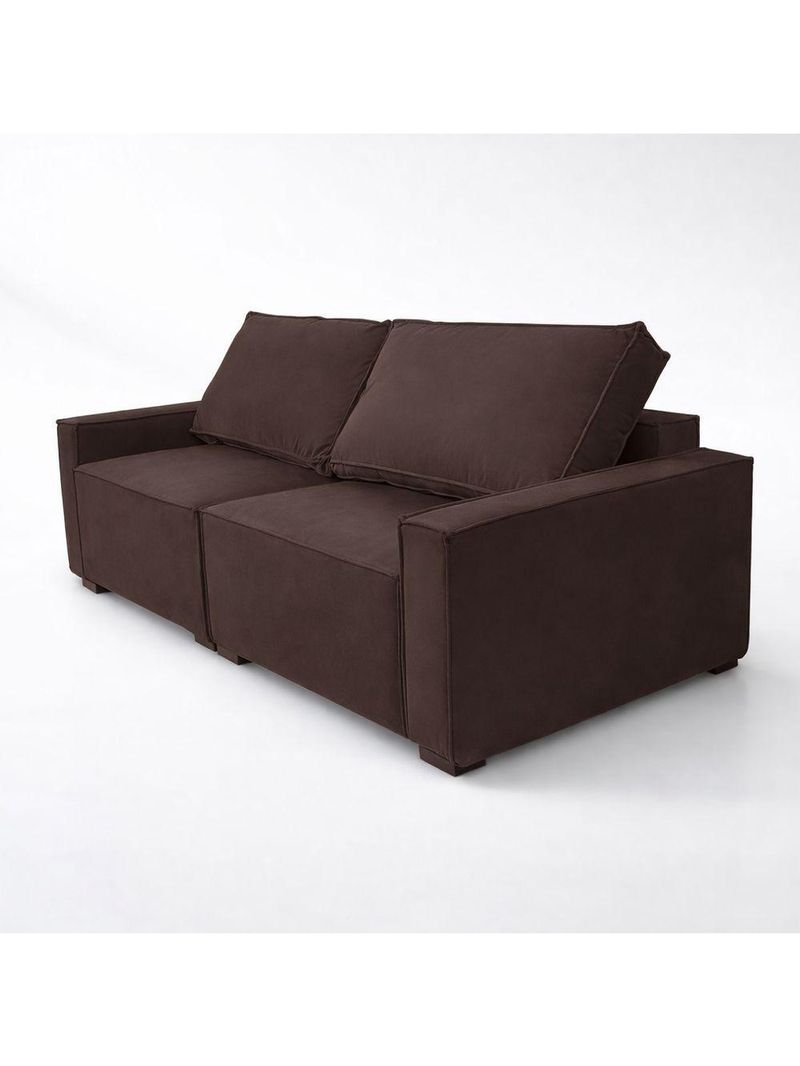 Sofá 2 Metros Contemporâneo Sala Estar Luxo Moderno Suede Cor:marrom