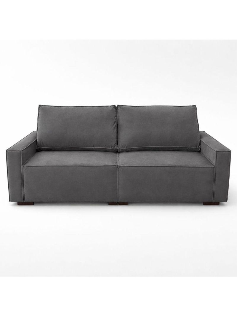 Sofá 2 Metros Contemporâneo Sala Estar Luxo Moderno Suede Cor:cinza Escuro