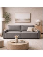 Sofá 2 Metros Contemporâneo Sala Estar Luxo Moderno Suede Cor:cinza Escuro