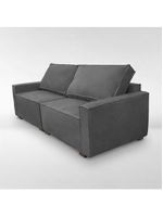 Sofá 2 Metros Contemporâneo Sala Estar Luxo Moderno Suede Cor:cinza Escuro