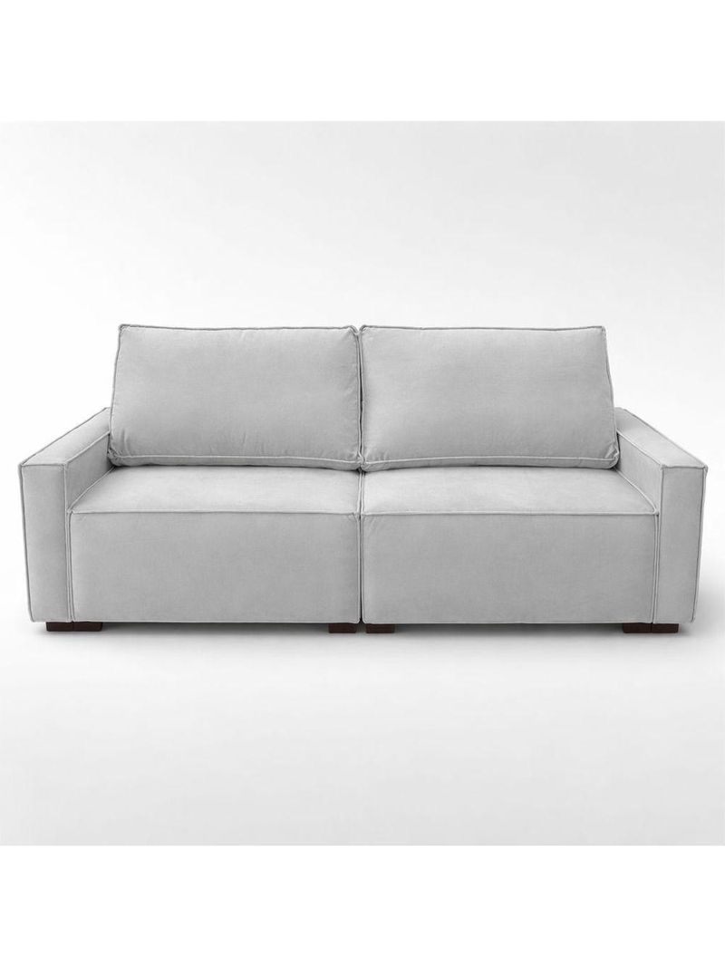 Sofá 3 Lugares Moderno Contemporâneo Sala Recepção Suede Cor:cinza