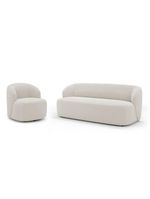 Poltrona Giratória E Sofá Orgânico Living Leez 170cm 02 Lugares Bouclê Off White - Desk Design