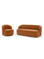 Poltrona Giratória E Sofá Orgânico Living Leez 170cm 02 Lugares Couríssimo Caramelo - Desk Design