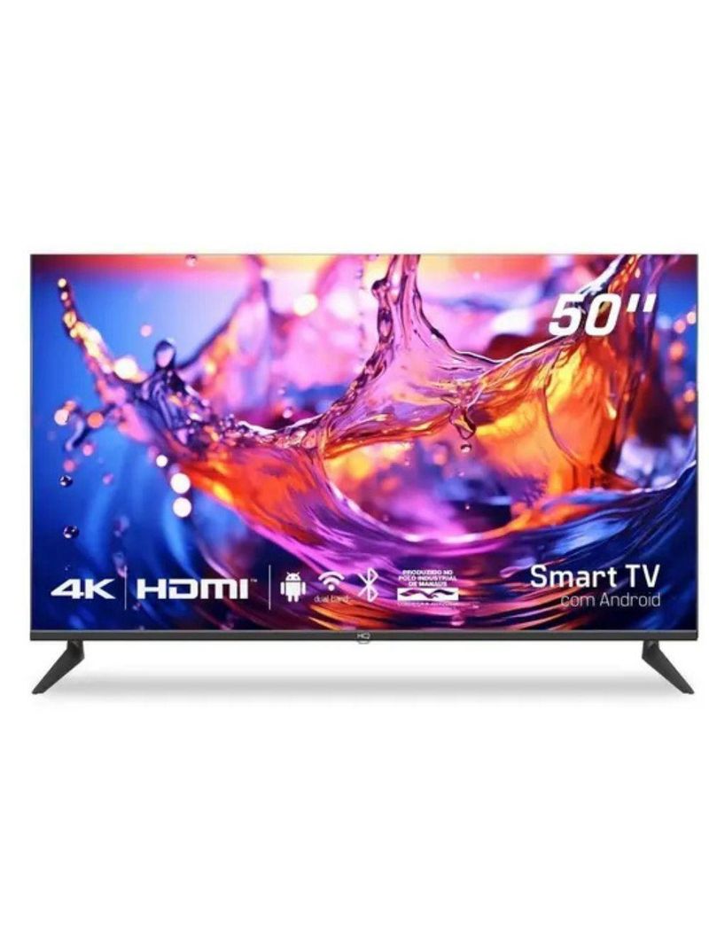 Smart TV HQ 50" UHD Tela Sem Bordas Android 13 Design Slim HQS50NKHM