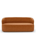 Kit 02 Poltronas Giratória E 01 Sofá Orgânico Leez 205cm 03 Lugares Couríssimo Caramelo - Desk Design