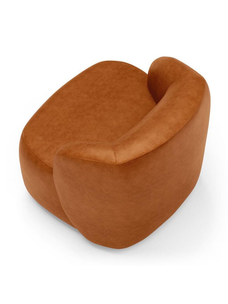 Kit 02 Poltronas Giratória E 01 Sofá Orgânico Leez 205cm 03 Lugares Couríssimo Caramelo - Desk Design