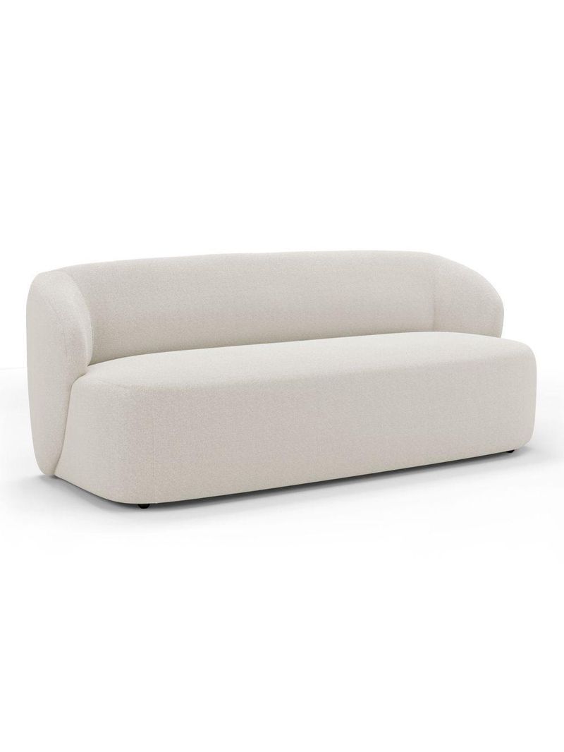 Kit 02 Poltronas Giratória E 01 Sofá Orgânico Leez 170cm 02 Lugares Bouclê Off White - Desk Design