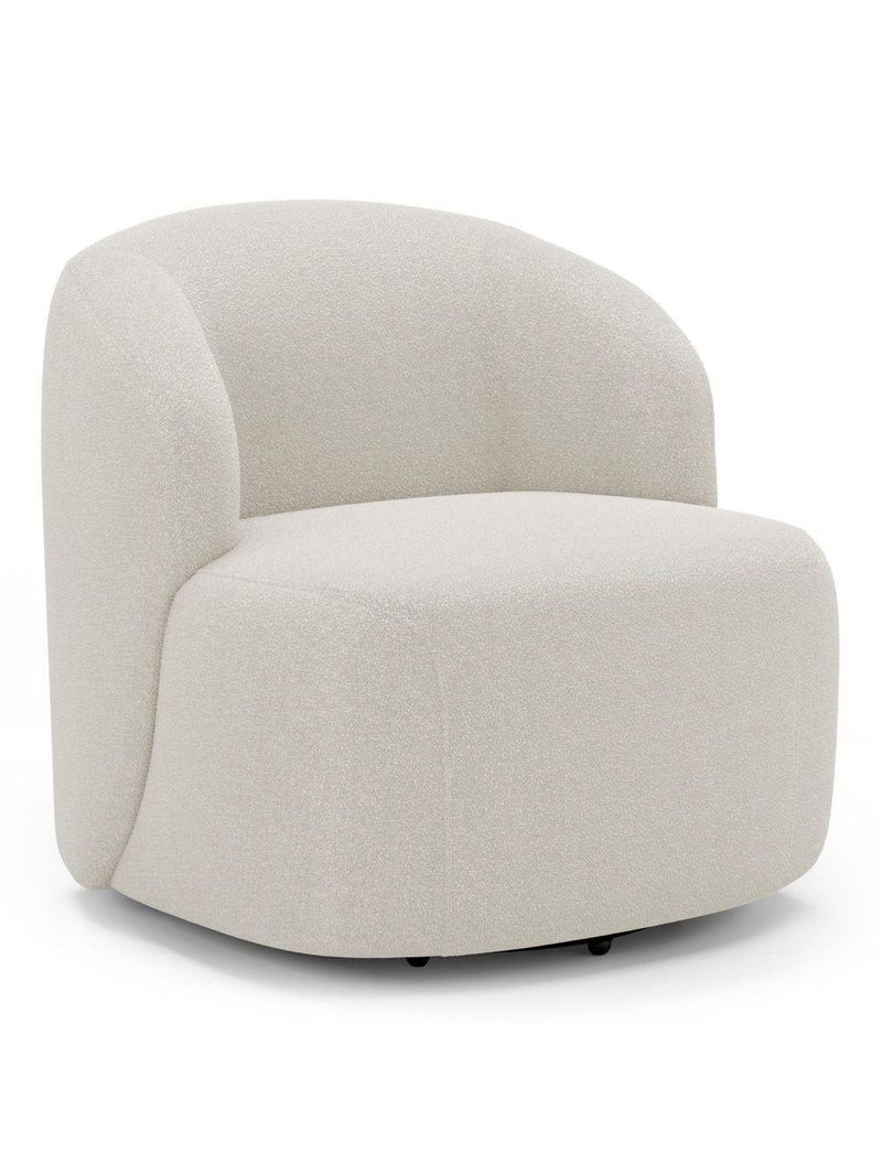 Kit 02 Poltronas Giratória E 01 Sofá Orgânico Leez 170cm 02 Lugares Bouclê Off White - Desk Design