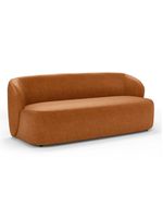 Kit 02 Poltronas Giratória E 01 Sofá Orgânico Leez 170cm 02 Lugares Couríssimo Caramelo - Desk Design