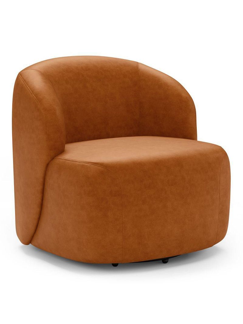 Kit 02 Poltronas Giratória E 01 Sofá Orgânico Leez 170cm 02 Lugares Couríssimo Caramelo - Desk Design