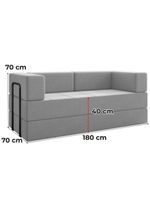 Sofa Cama Modular 2 Lugares 180 Cm Monaco Linho Cinza Vconcept Cinza