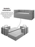 Sofa Cama Modular 2 Lugares 180 Cm Monaco Linho Cinza Vconcept Cinza