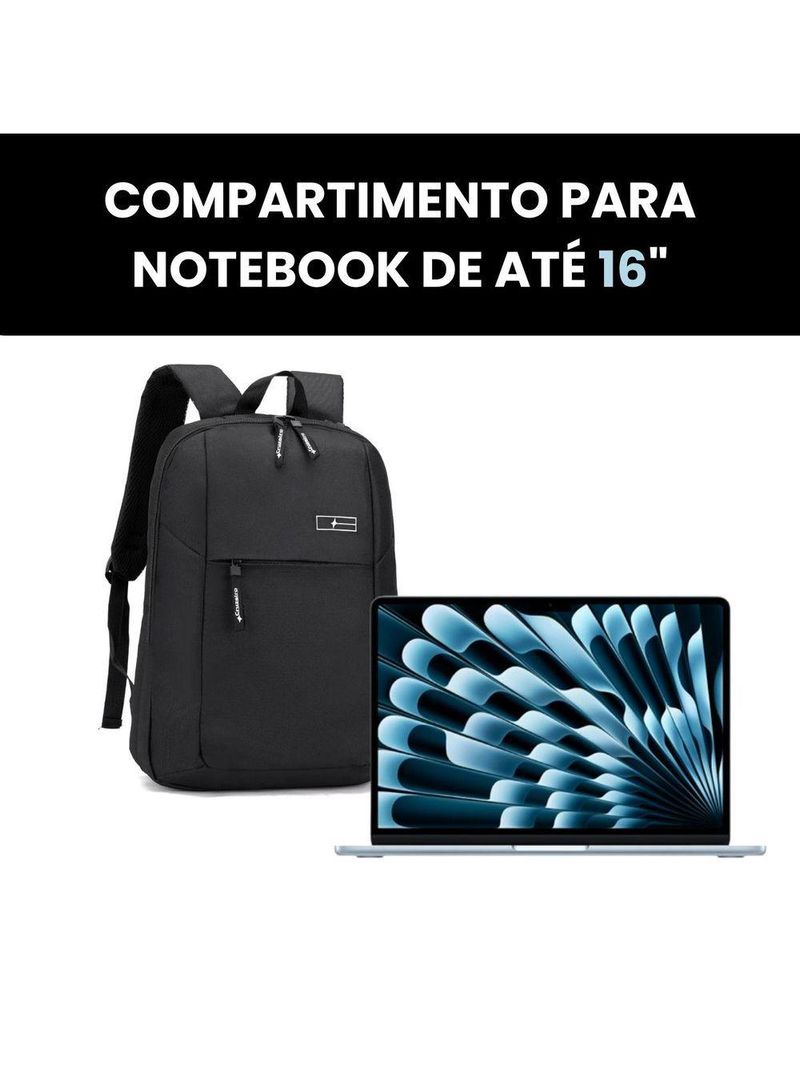 Mochila Slim Masculina Feminina Executiva Reforçada Notebook 16 E Tablet - Santiago - Cruzeiro Mtr1