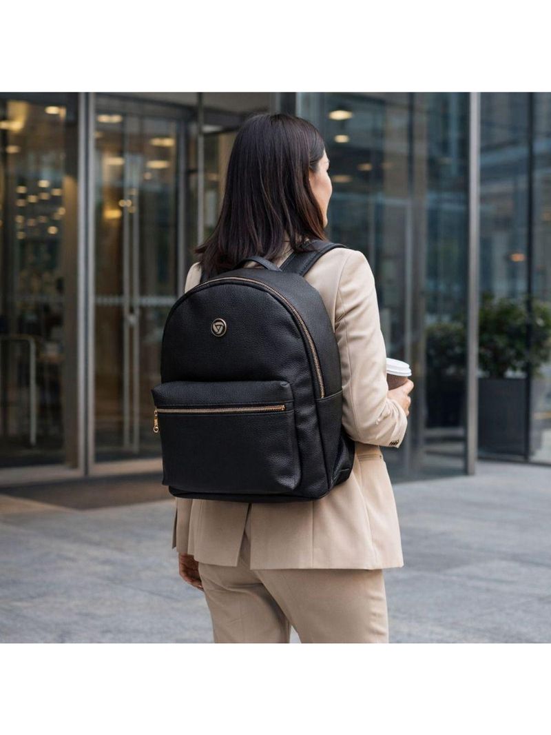 Mochila Feminina Preta Média Executiva Casual Social Resistente Em Poliuretano - Majestic - Yins Brasil - Preto Preto