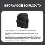 Mochila Feminina Preta Média Executiva Casual Social Resistente Em Poliuretano - Majestic - Yins Brasil - Preto Preto