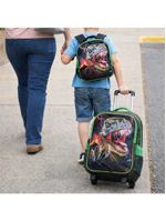 Kit Escolar Trex Para Meninos Mochila + Lancheira + Estojo Reforçada Resistente 17' - Trex Attack Verde Escuro