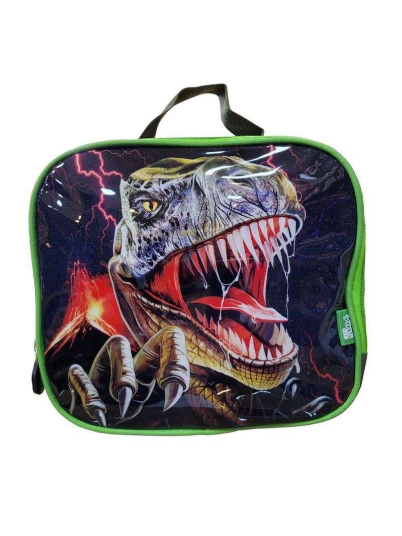 Kit Escolar Trex Para Meninos Mochila + Lancheira + Estojo Reforçada Resistente 17' - Trex Attack Verde Escuro
