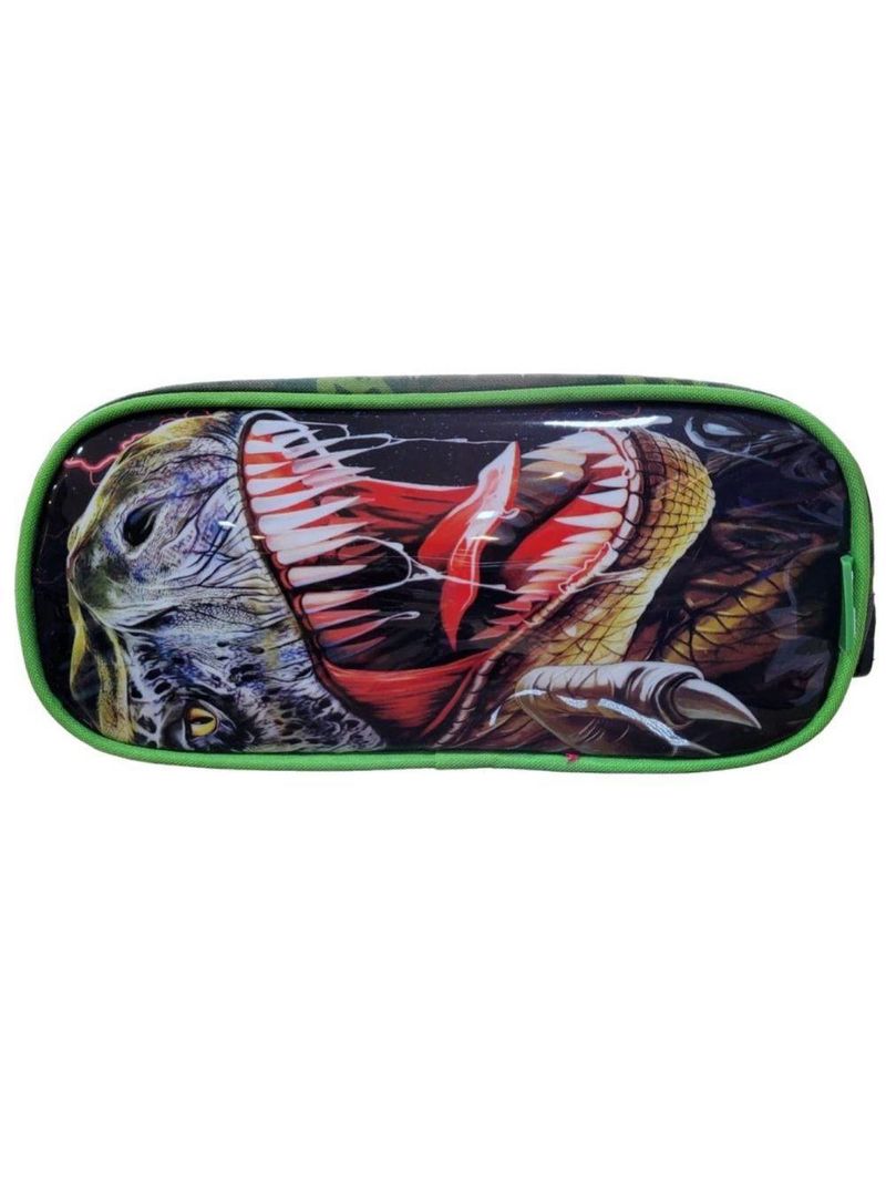 Kit Escolar Trex Para Meninos Mochila + Lancheira + Estojo Reforçada Resistente 17' - Trex Attack Verde Escuro