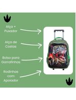 Kit Escolar Trex Para Meninos Mochila + Lancheira + Estojo Reforçada Resistente 17' - Trex Attack Verde Escuro