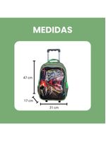 Kit Escolar Trex Para Meninos Mochila + Lancheira + Estojo Reforçada Resistente 17' - Trex Attack Verde Escuro