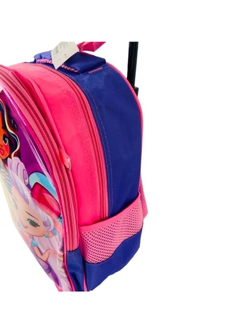 Kit Mochila Infantil Com Rodinhas Princesas Bolsa Escolar Estojo Lancheira Térmica Rosa Impermeavel