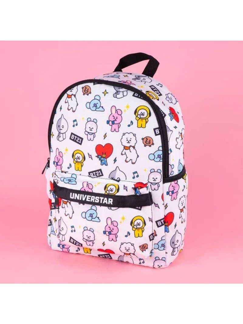 Mochila De Costa Branca Escolar Personagens Bt21 K Pop