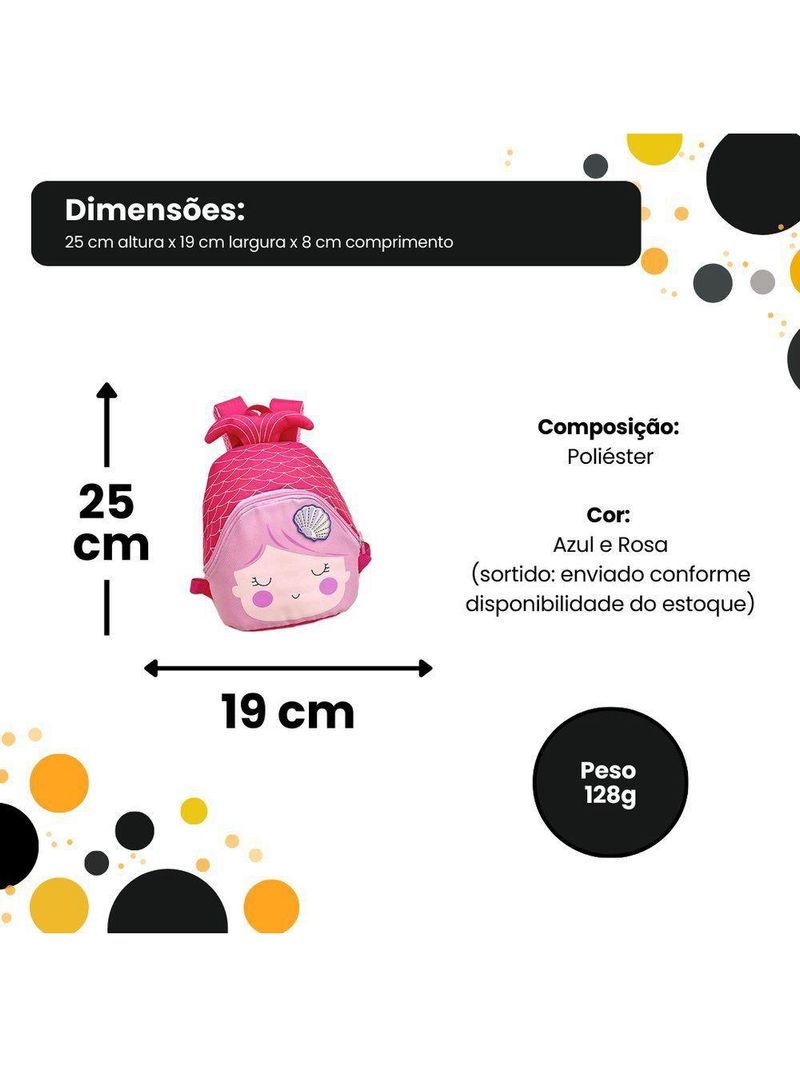 Mini Mochila Infantil Escola Passeio Viagem Design Encantador Alças Sereia Alças Acolchoadas