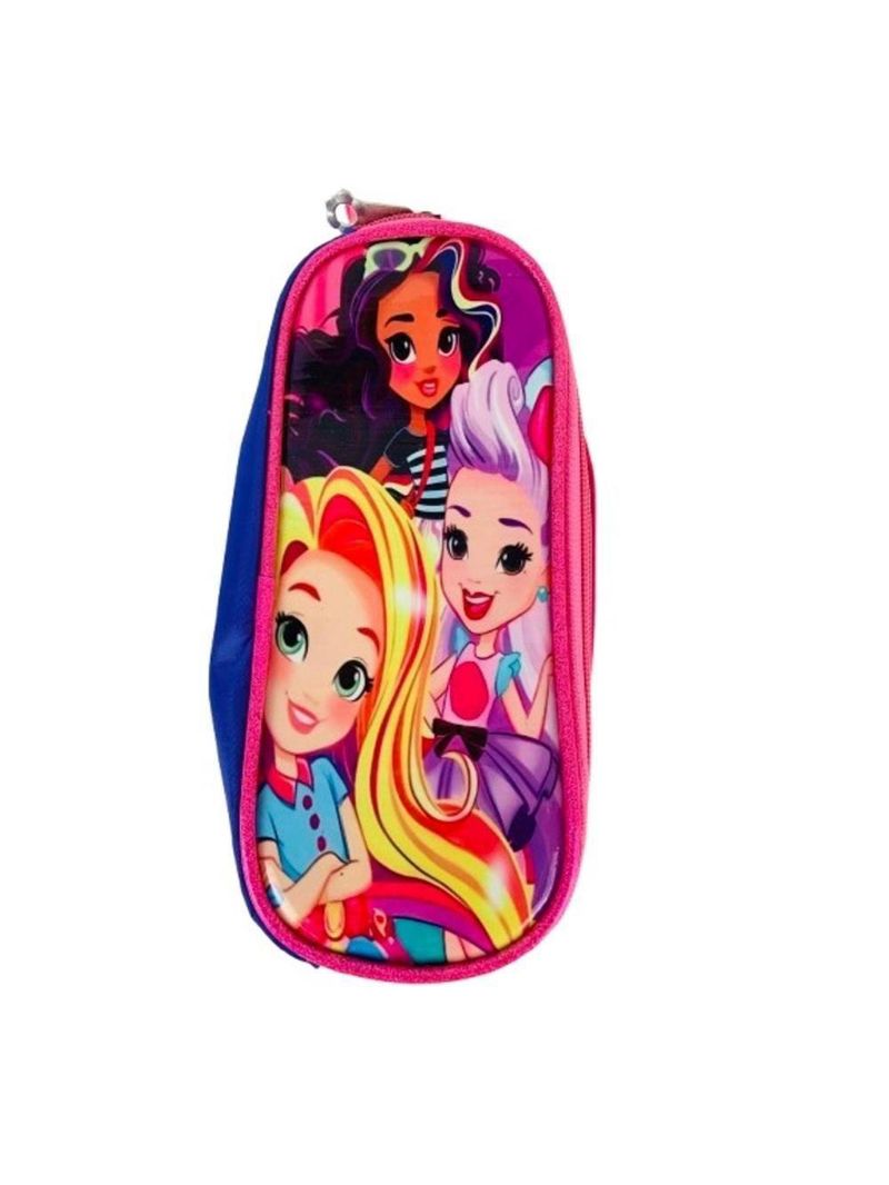 Kit Mochila Infantil Rodinhas Princesas Bolsa Escolar Estojo Lancheira Térmica Rosa  Impermeável