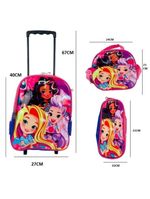 Kit Mochila Infantil Rodinhas Princesas Bolsa Escolar Estojo Lancheira Térmica Rosa  Impermeável