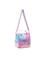 Kit Mochila De Rodinhas + Lancheira + Estojo Just Love Rainbow Chaveiro Denlex