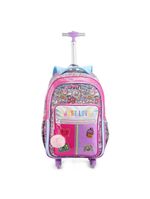 Kit Mochila De Rodinhas + Lancheira + Estojo Just Love Rainbow Chaveiro Denlex