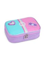 Kit Mochila De Rodinhas + Lancheira + Estojo Just Love Rainbow Chaveiro Denlex