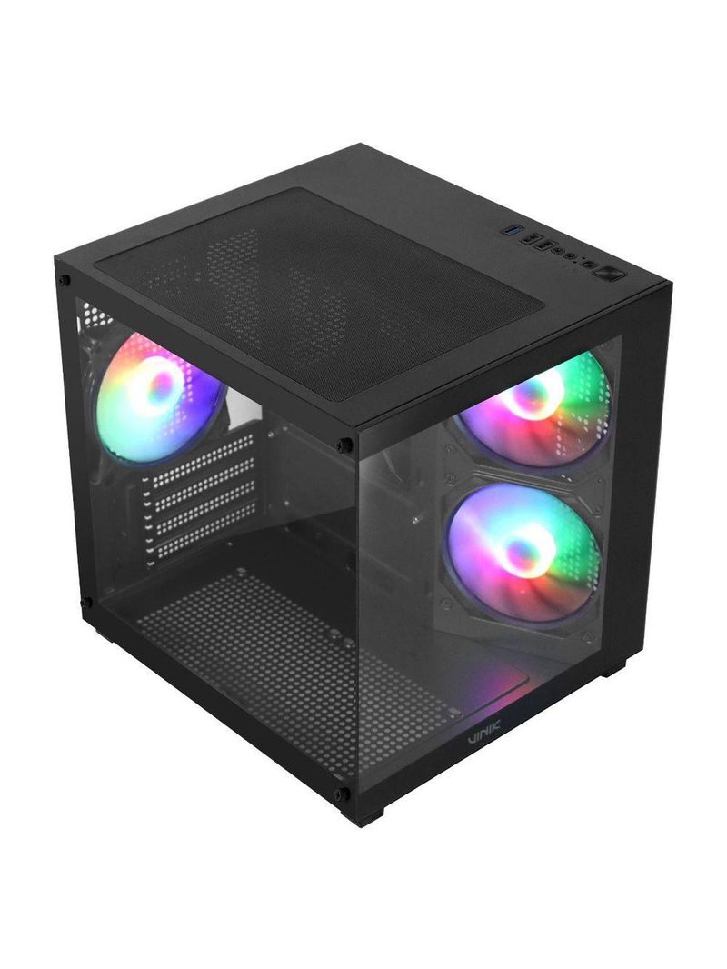 Gabinete Gamer Vinik G-cube Preto Vidro Temperado C- 3 Fans