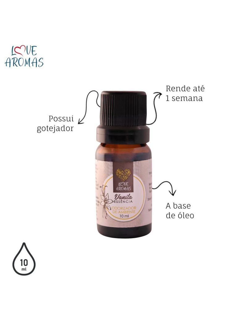 Essência Aromática Vanila 10ml Love Aromas Para Difusor Elétrico