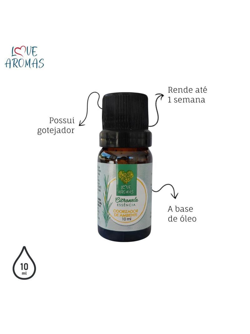 Essência Aromática Citronela 10ml Love Aromas Para Difusor Elétrico