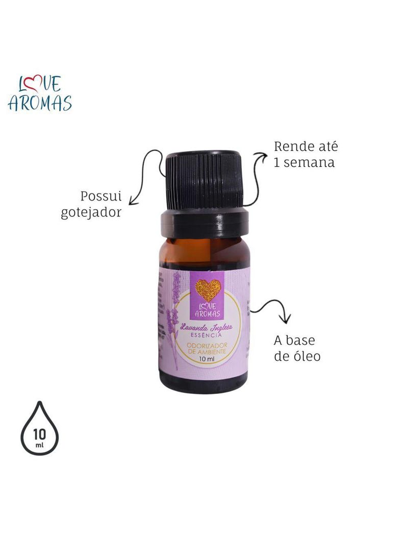 Essência Aromática Lavanda Inglesa 10ml Love Aromas Para Difusor Elétrico