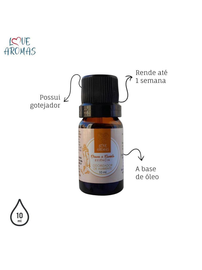 Essência Aromática Cravo E Canela 10ml Love Aromas Para Difusor Elétrico