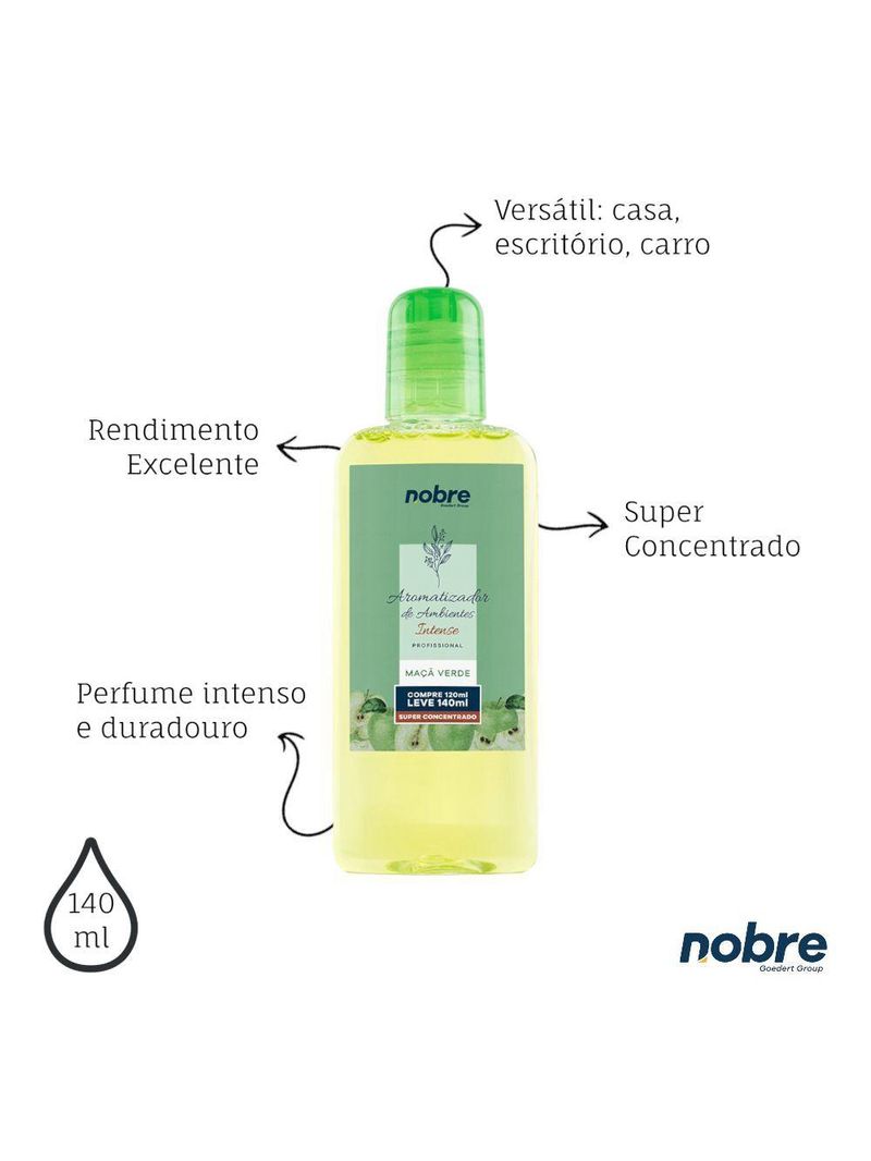 Kit 2 Aromatizantes De Ambiente 140ml Nobre - Maçã Verde Super Concentrado, Perfume Duradouro