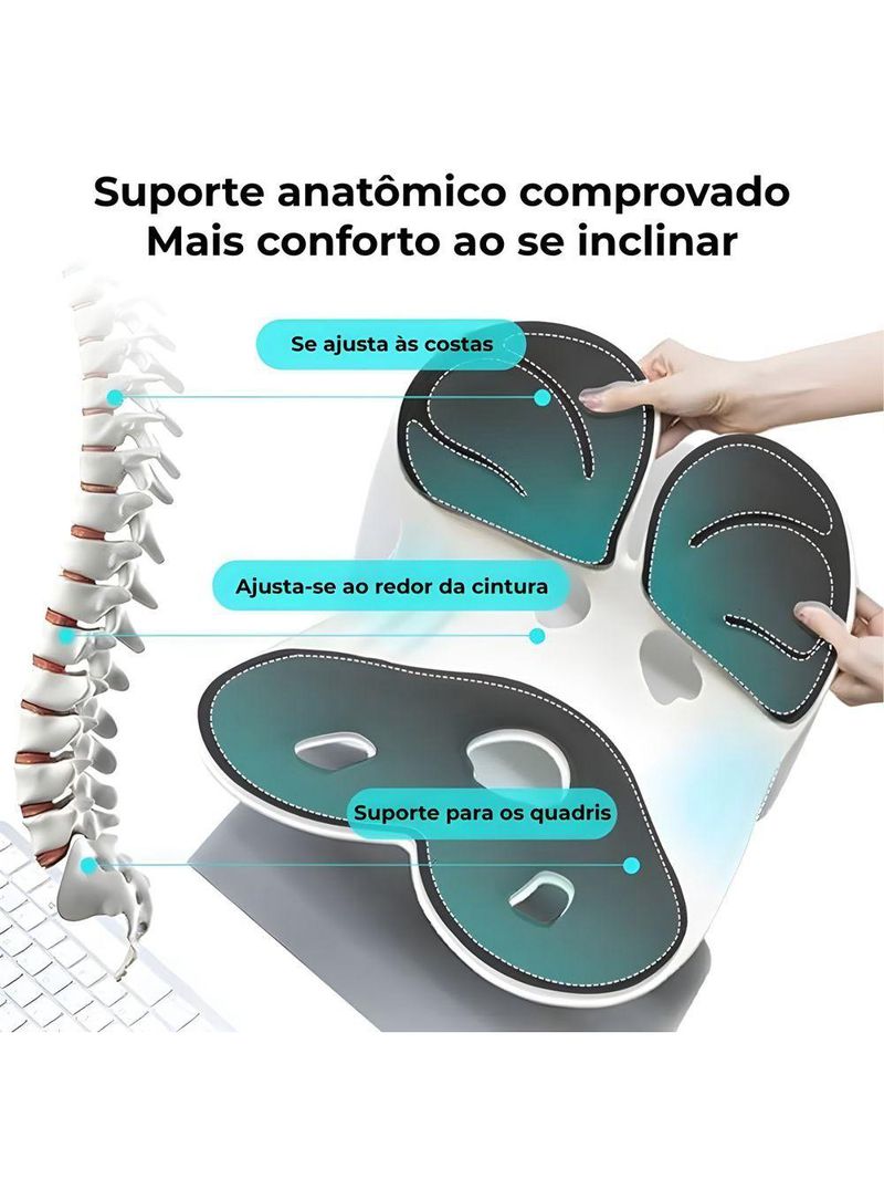 Almofada De Apoio Lombar Cadeira Correção De Coluna G - Azul