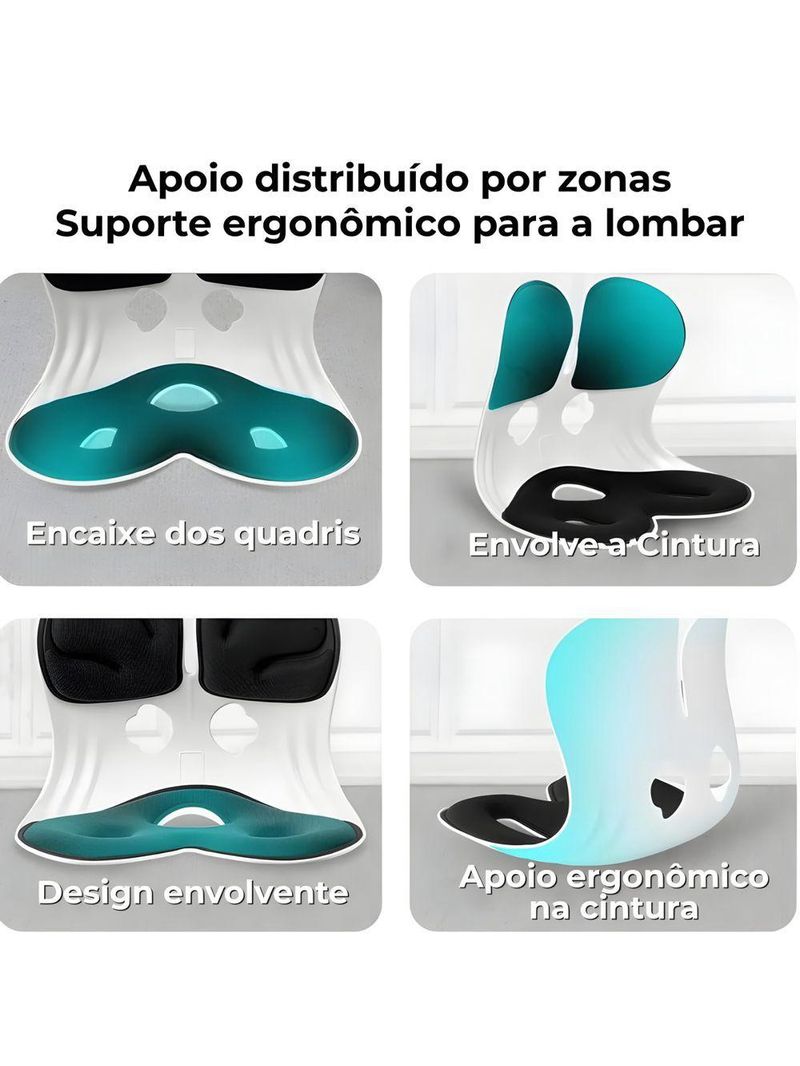 Almofada De Apoio Lombar Cadeira Correção De Coluna G - Azul
