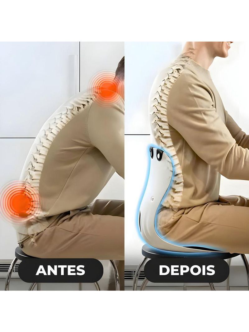 Almofada De Apoio Lombar Cadeira Correção De Coluna G - Azul